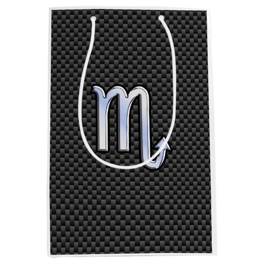 Scorpio Zodiac Sign auf Carbon Fibre Print Mittlere Geschenktüte (Vorderseite)