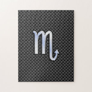 Scorpio Zodiac Sign auf Carbon Fibre Print Puzzle
