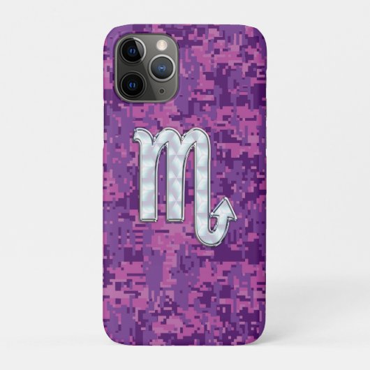 Scorpio Zodiac Sign auf Fuchsia Digitale Camouflag Case-Mate iPhone Hülle (Rückseite)