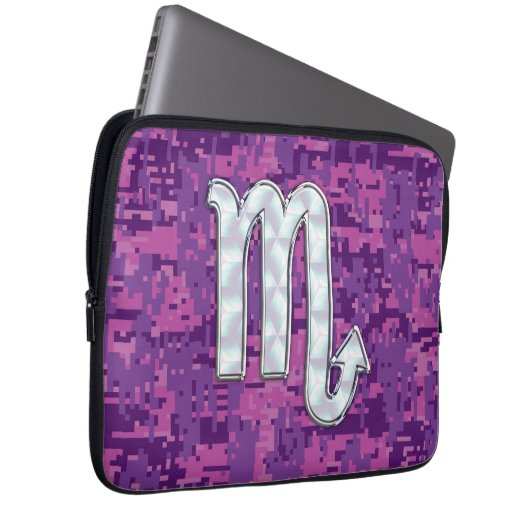 Scorpio Zodiac Sign auf Fuchsia Digitale Camouflag Laptopschutzhülle (Vorne Rechts)