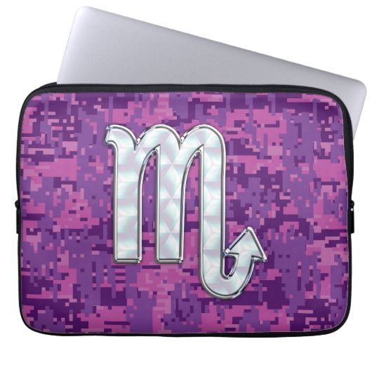 Scorpio Zodiac Sign auf Fuchsia Digitale Camouflag Laptopschutzhülle (Vorderseite)
