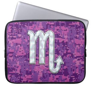 Scorpio Zodiac Sign auf Fuchsia Digitale Camouflag Laptopschutzhülle