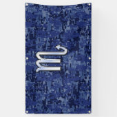 Scorpio Zodiac Sign auf Navy Blue Camouflage Banner (Vertikal)