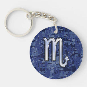 Scorpio Zodiac Sign auf Navy Blue Camouflage Dekor Schlüsselanhänger