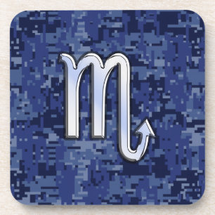 Scorpio Zodiac Sign auf Navy Blue Camouflage Dekor Untersetzer