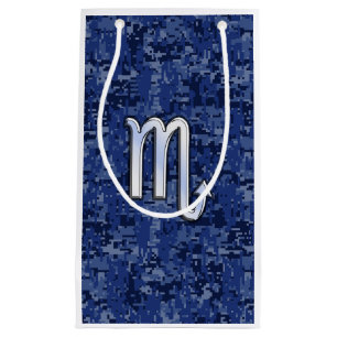 Scorpio Zodiac Sign auf Navy Blue Camouflage Kleine Geschenktüte