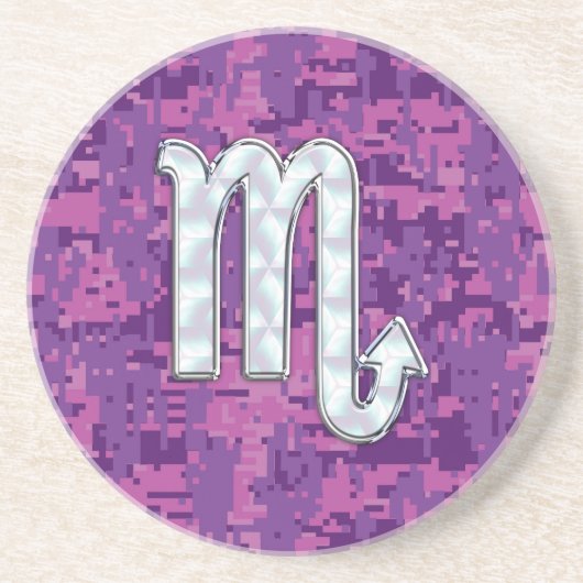 Scorpio Zodiac Sign auf Pink Fuchsia Digitale Camo Untersetzer (Vorne)