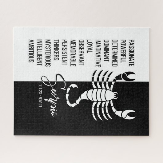 Scorpio Zodiac Sign, Black & White Jigsaw Puzzle (Horizontal)