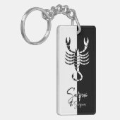 Scorpio Zodiac Sign, Black & White Keychain Schlüsselanhänger (Vorderseite links)