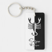 Scorpio Zodiac Sign, Black & White Keychain Schlüsselanhänger (Vorderseite)
