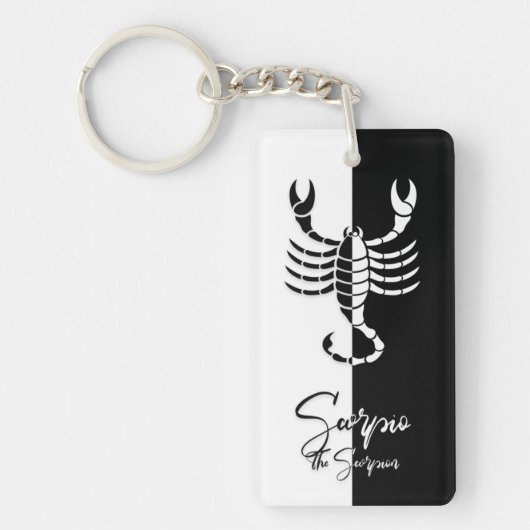 Scorpio Zodiac Sign, Black & White Keychain Schlüsselanhänger (Vorderseite)