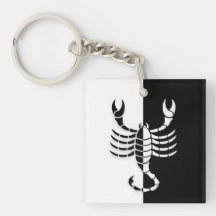 Scorpio Zodiac Sign, Black & White Keychain