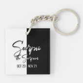 Scorpio Zodiac Sign, Black & White Keychain Schlüsselanhänger (Rückseite)