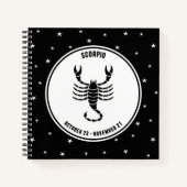 Scorpio Zodiac Sign, Black & White Notebook Notizblock (Vorderseite)