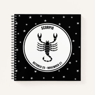 Scorpio Zodiac Sign, Black & White Notebook Notizblock