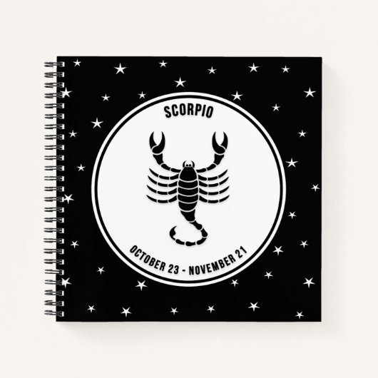 Scorpio Zodiac Sign, Black & White Notebook Notizblock (Vorderseite)