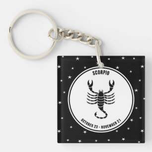 Scorpio Zodiac Sign, Black & White Schlüsselanhä Schlüsselanhänger