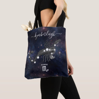 Scorpio Zodiac Sign Cosmic Monogram Name Navy Tasche