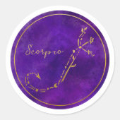 Scorpio Zodiac Sign Gold Foil Constellation Runder Aufkleber (Vorderseite)
