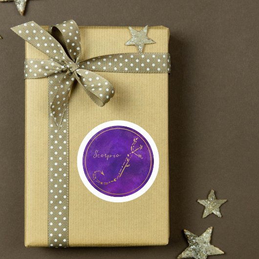 Scorpio Zodiac Sign Gold Foil Constellation Runder Aufkleber