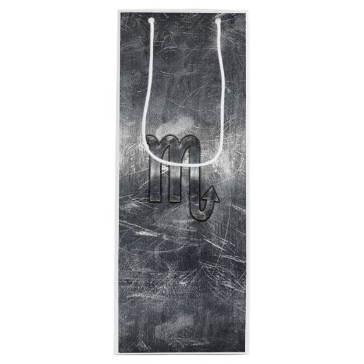 Scorpio Zodiac Sign in Grunge Distressed Style Geschenktüte Für Weinflaschen (Vorderseite)