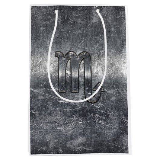 Scorpio Zodiac Sign in Grunge Distressed Style Mittlere Geschenktüte (Vorderseite)