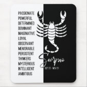Scorpio Zodiac Sign Mousepad, Black & White Mousepad (Vorne)