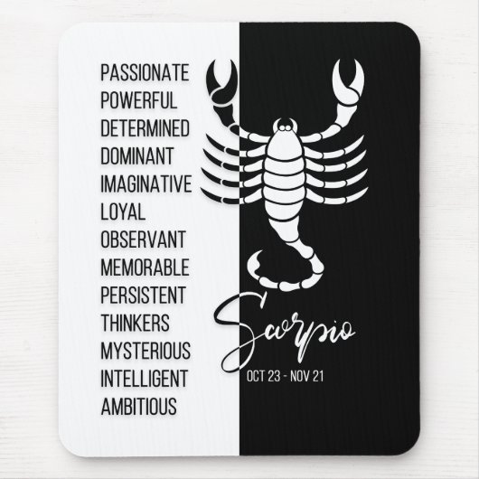 Scorpio Zodiac Sign Mousepad, Black & White Mousepad (Vorne)