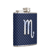 Scorpio Zodiac Sign navy blaue Kohlefaser Dekorati Flachmann (Rechts)
