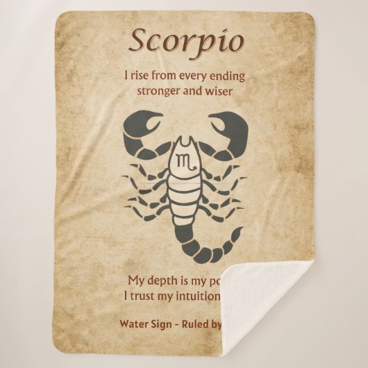 Scorpio Zodiac Sign with Affirmations Sherpadecke (Vorderseite)