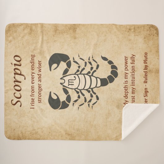 Scorpio Zodiac Sign with Affirmations  Sherpadecke (Vorderseite (Horizontal))