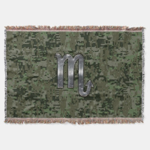 Scorpio Zodiac Sign Woodland Digital Camouflage Decke