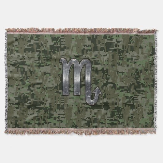 Scorpio Zodiac Sign Woodland Digital Camouflage Decke (Vorderseite)