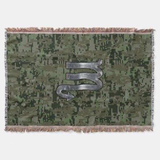 Scorpio Zodiac Sign Woodland Digital Camouflage Decke (Vorderseite)