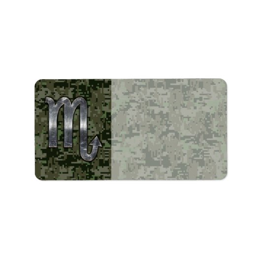 Scorpio Zodiac Signage Woodland Digitale Camouflag Adressaufkleber (Vorne)