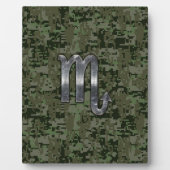 Scorpio Zodiac Signage Woodland Digitale Camouflag Fotoplatte (Vorderseite)