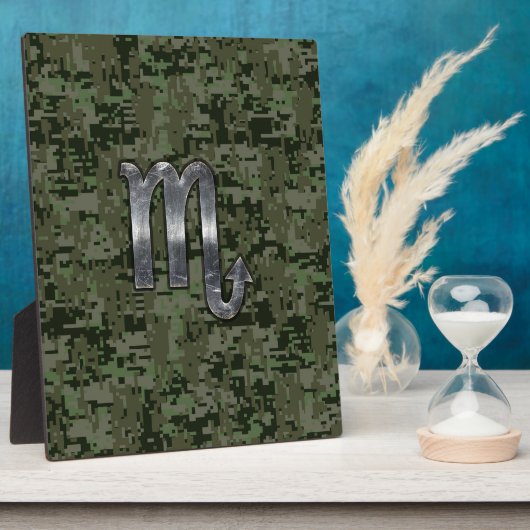 Scorpio Zodiac Signage Woodland Digitale Camouflag Fotoplatte (Seite)