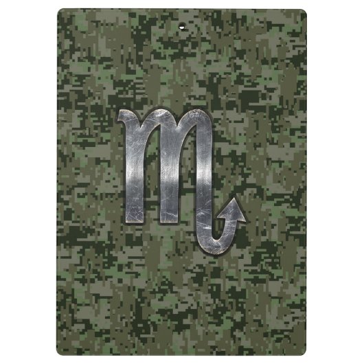 Scorpio Zodiac Signage Woodland Digitale Camouflag Klemmbrett (Rückseite)