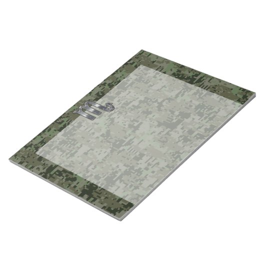 Scorpio Zodiac Signage Woodland Digitale Camouflag Notizblock (angewinkelt)