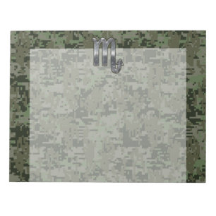 Scorpio Zodiac Signage Woodland Digitale Camouflag Notizblock