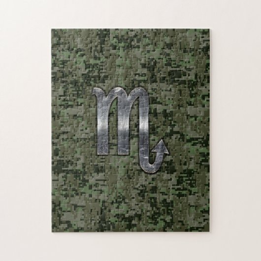 Scorpio Zodiac Signage Woodland Digitale Camouflag Puzzle (Vertikal)