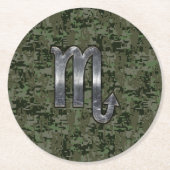 Scorpio Zodiac Signage Woodland Digitale Camouflag Runder Pappuntersetzer (Vorderseite)