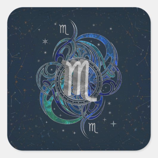 Scorpio Zodiac Signature Water element Quadratischer Aufkleber (Vorderseite)