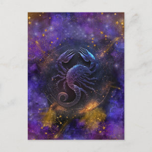 Scorpio Zodiac Signature Watercolor Design Postkarte