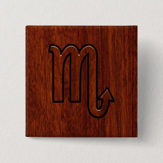 Scorpio Zodiac Signierung im Mahogany Brown Style Button (Vorderseite)