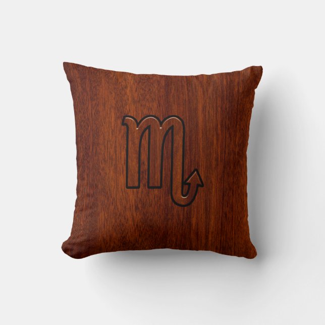 Scorpio Zodiac Signierung im Mahogany Brown Style Kissen (Vorderseite)