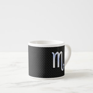 Scorpio Zodiac Silver Sign Black Schlange Haut Espressotasse