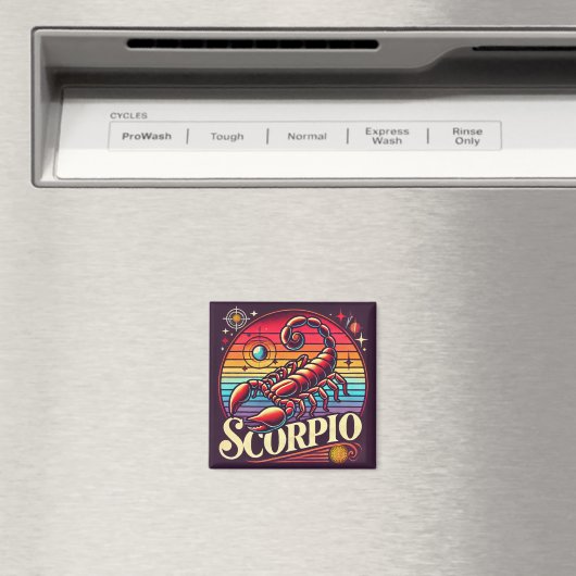 Scorpio Zodiac Square Magnet Retro (In Situ (Geschirrspüler))