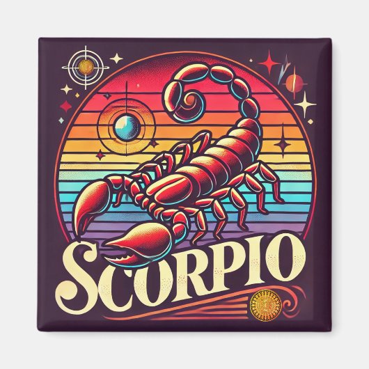 Scorpio Zodiac Square Magnet Retro (Vorne)
