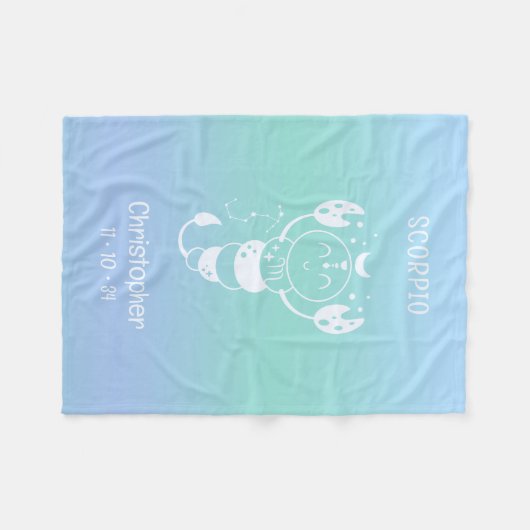 Scorpio Zodiac Star Name Birthdate Blue Baby Fleecedecke (Vorderseite (Horizontal))
